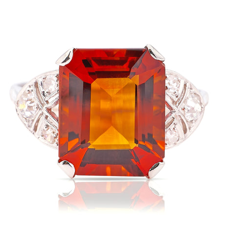 Vintage, Art Deco citrine & diamond cocktail ring

