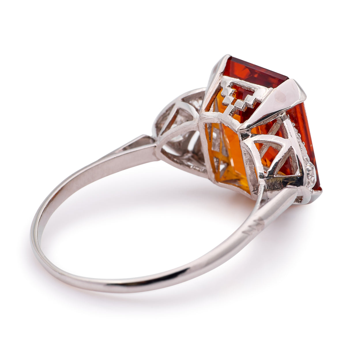 Vintage, Art Deco citrine & diamond cocktail ring
