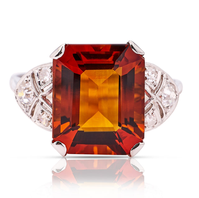 Vintage, Art Deco citrine & diamond cocktail ring