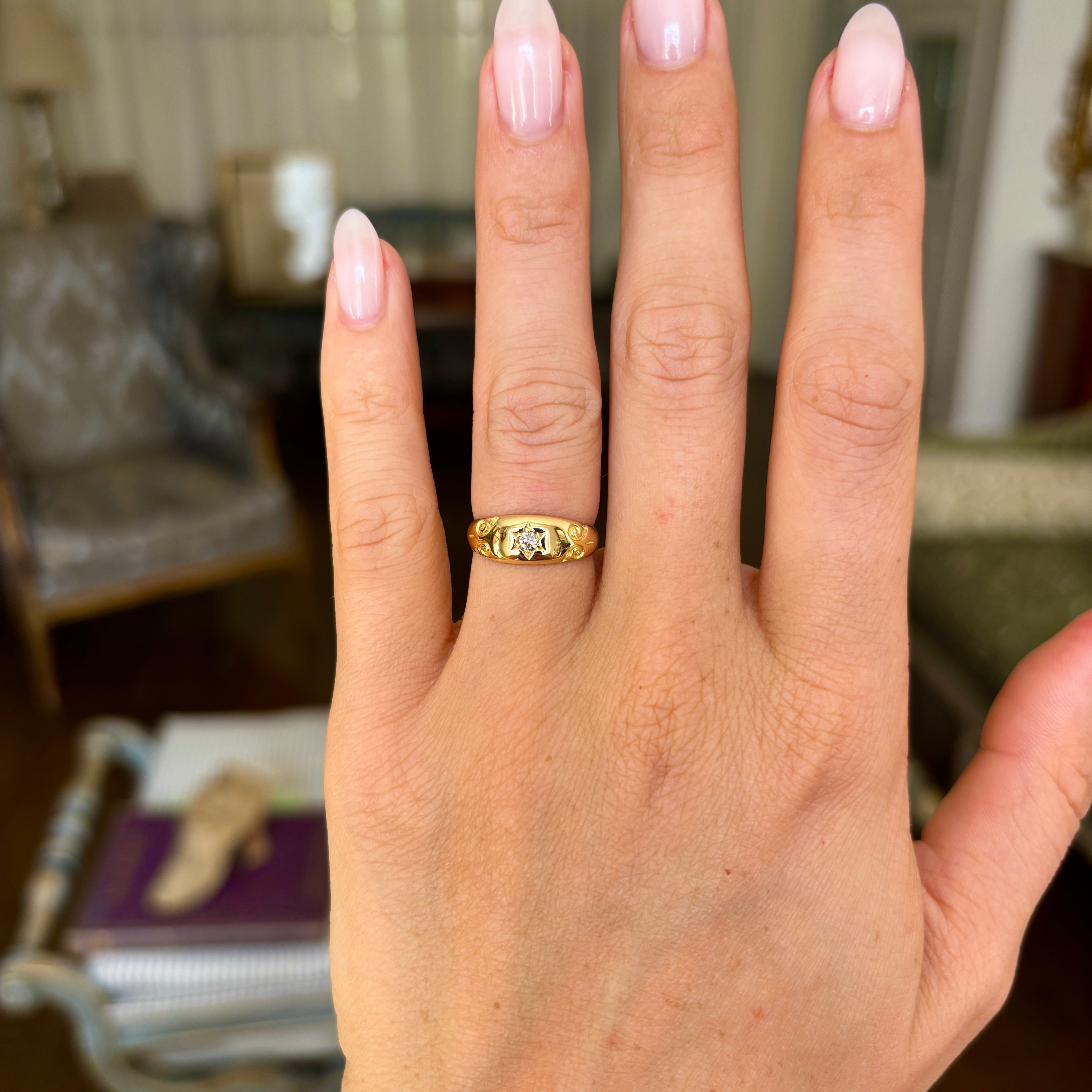 Antique, Victorian diamond gypsy pinky ring