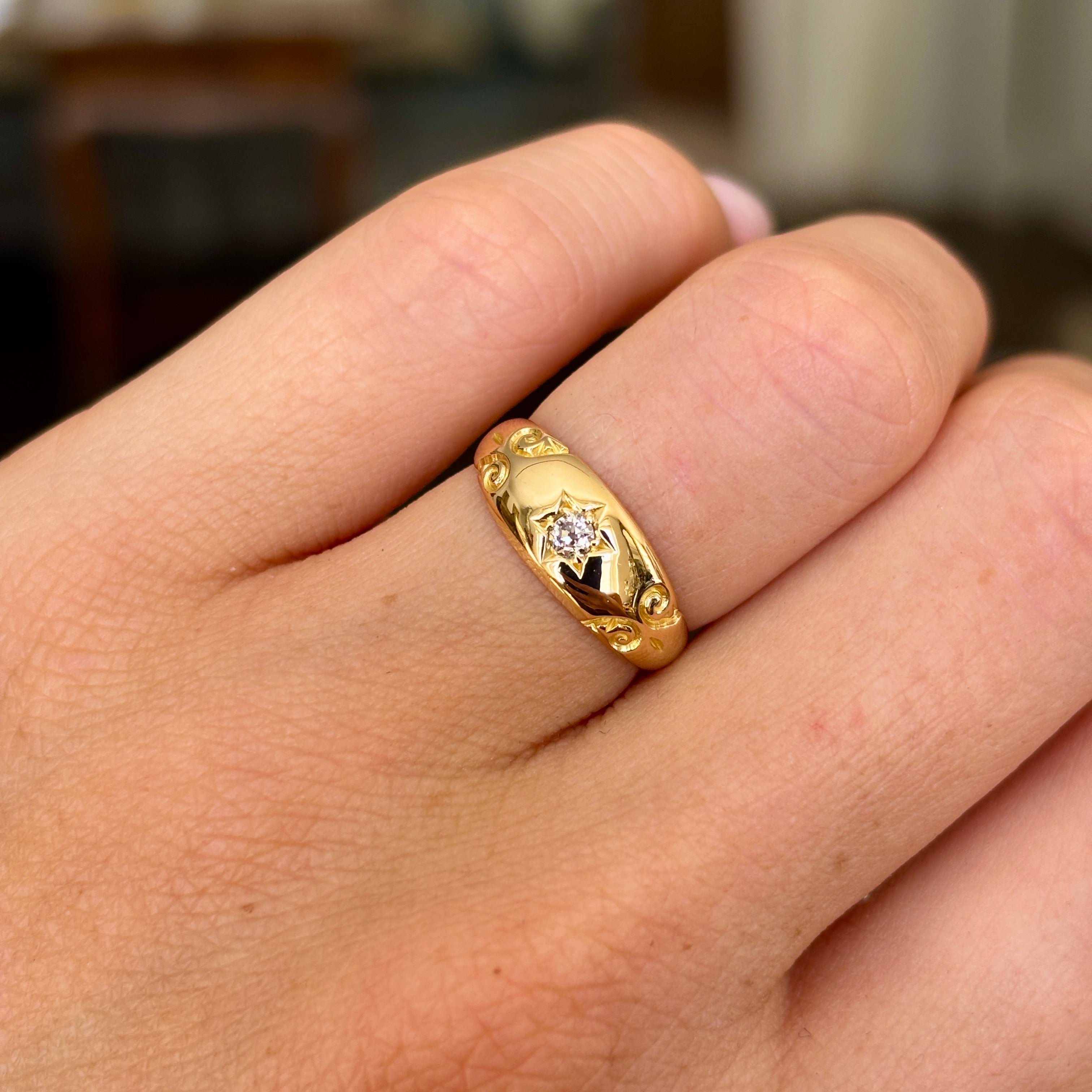 Antique, Victorian diamond gypsy pinky ring