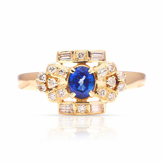 Vintage, 1960s sapphire & diamond cluster ring