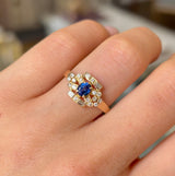 Vintage, 1960s sapphire & diamond cluster ring