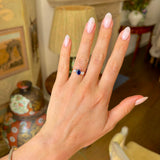  Antique, Edwardian three-stone sapphire & diamond ring