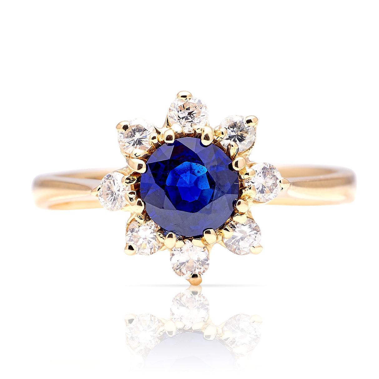 Vintage, 1970s sapphire & diamond cluster ring