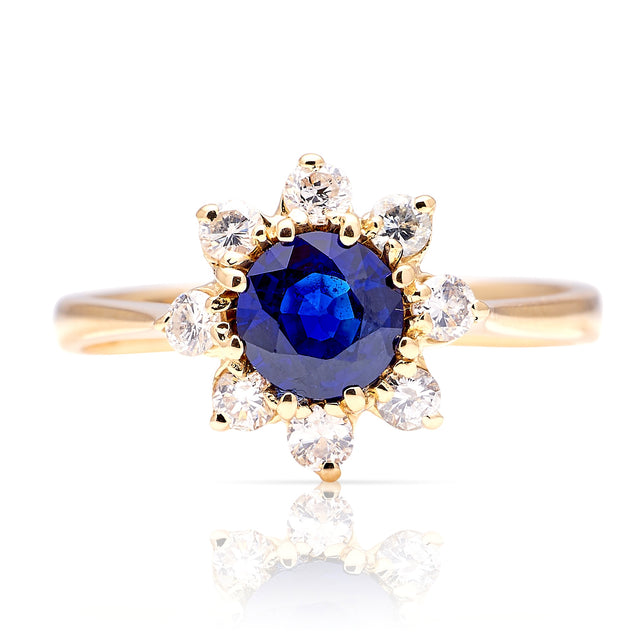 Vintage, 1970s sapphire & diamond cluster ring