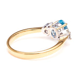 Vintage, 1980s aquamarine & diamond three-stone ring