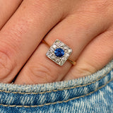 Vintage, Art Deco sapphire & diamond cluster engagement ring
