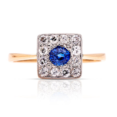 Vintage, Art Deco sapphire & diamond cluster ring