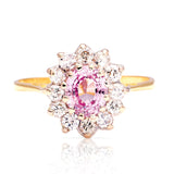 Vintage, 1970s pink sapphire & diamond cluster ring