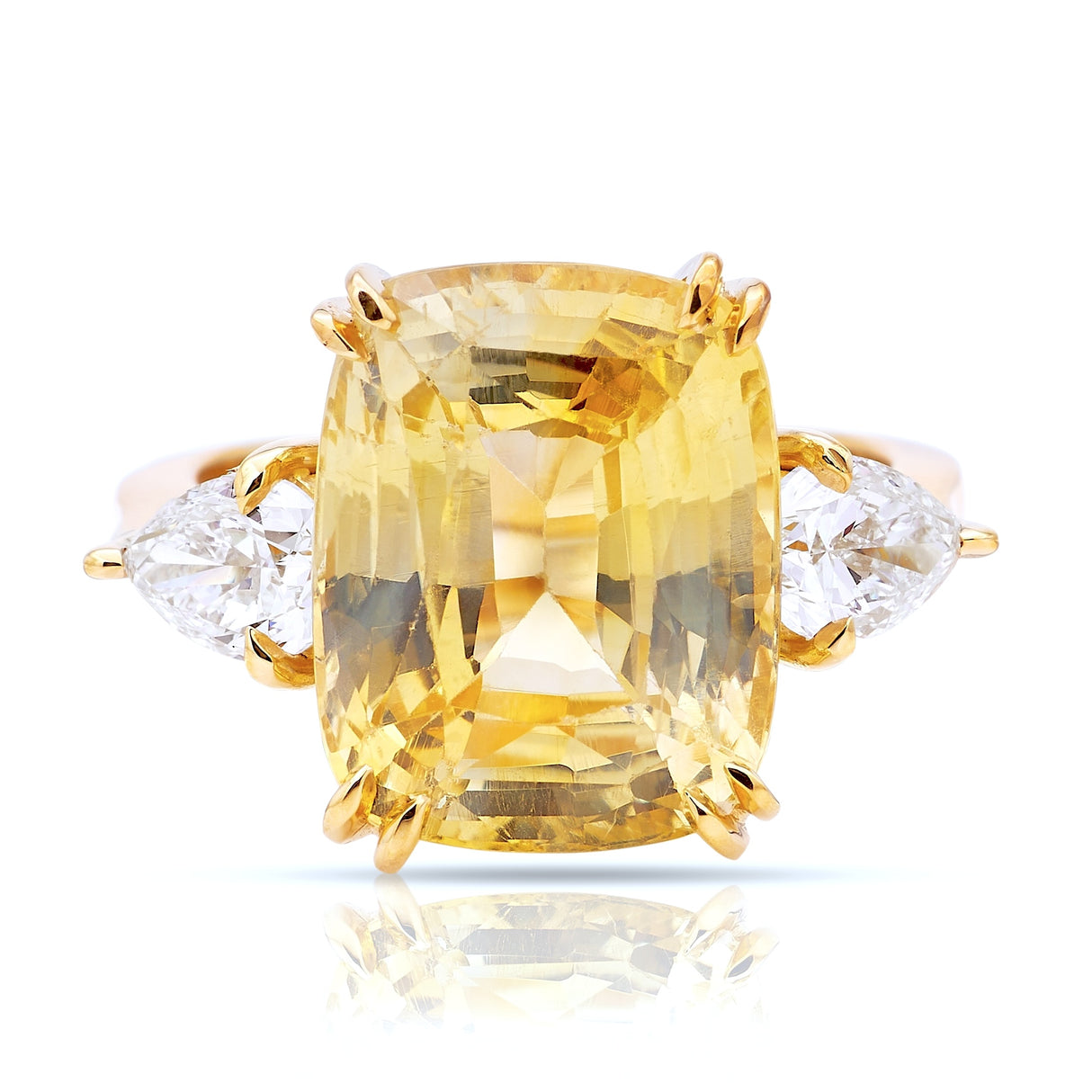Art Deco inspired 11.95ct yellow sapphire & diamond ring