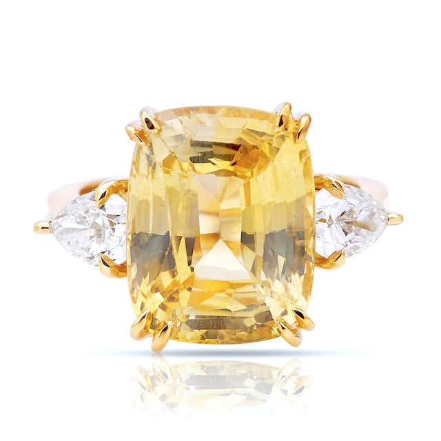Art Deco inspired 11.95ct yellow sapphire & diamond ring