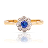 Antique, Edwardian sapphire & diamond cluster ring