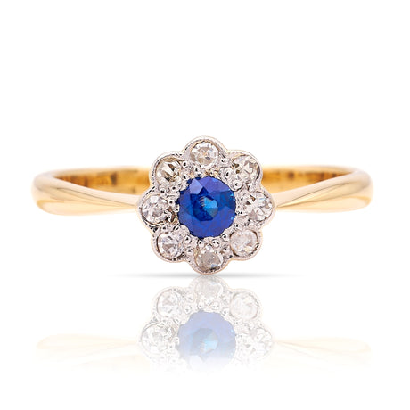 Antique, Edwardian sapphire & diamond cluster ring