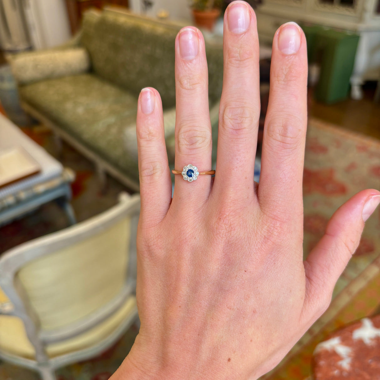 Antique, Edwardian sapphire & diamond cluster ring