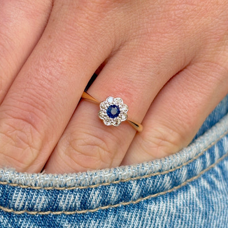 Antique, Edwardian sapphire & diamond cluster ring