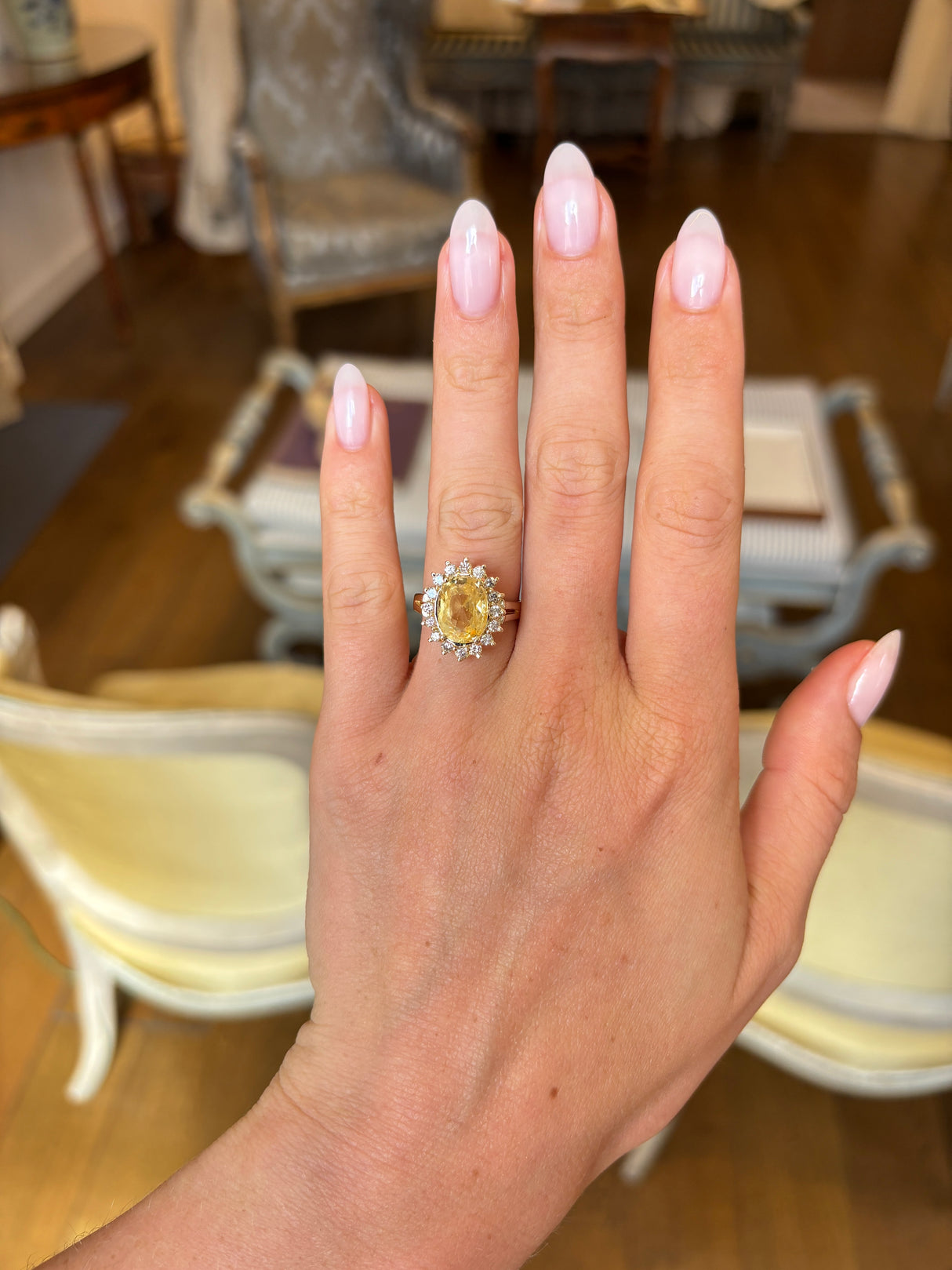 Vintage, 1970s yellow sapphire cluster ring