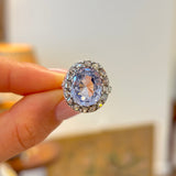 Antique, Early Victorian 9.65ct sapphire & diamond cluster ring