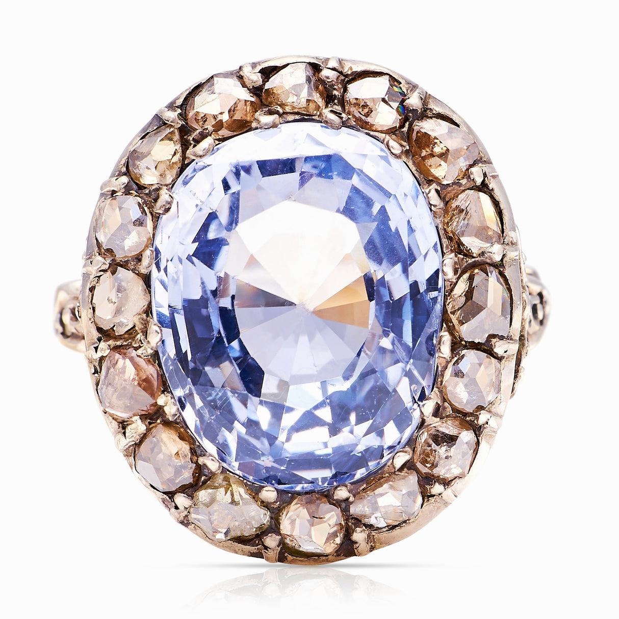 Antique, Early Victorian sapphire & diamond cluster ring
