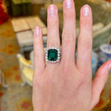 Vintage, 1950s 10ct chrome green tourmaline & diamond cocktail ring