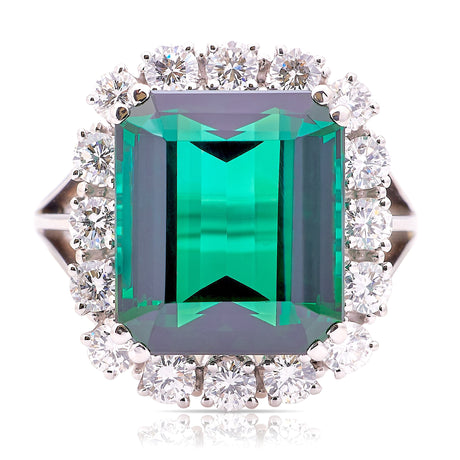 Vintage, 1980s tourmaline & diamond cocktail ring