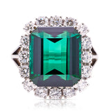 Vintage, 1950s 10ct chrome green tourmaline & diamond cocktail ring