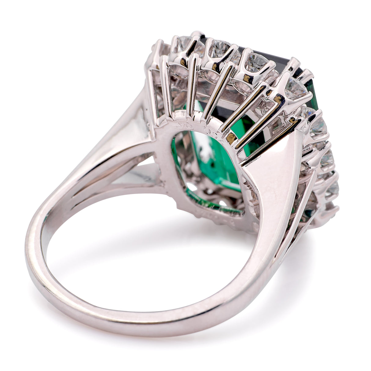 Vintage, 1950s 10ct chrome green tourmaline & diamond cocktail ring