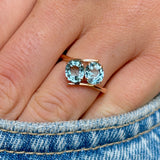 Vintage, 1950s aquamarine toi et moi twist ring