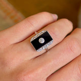 Vintage, 1920s onyx & diamond cocktail ring