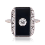 Vintage, 1920s onyx & diamond ring