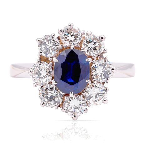 Vintage, 1950s sapphire & diamond cluster ring