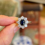Vintage, 1950s sapphire & diamond cluster ring
