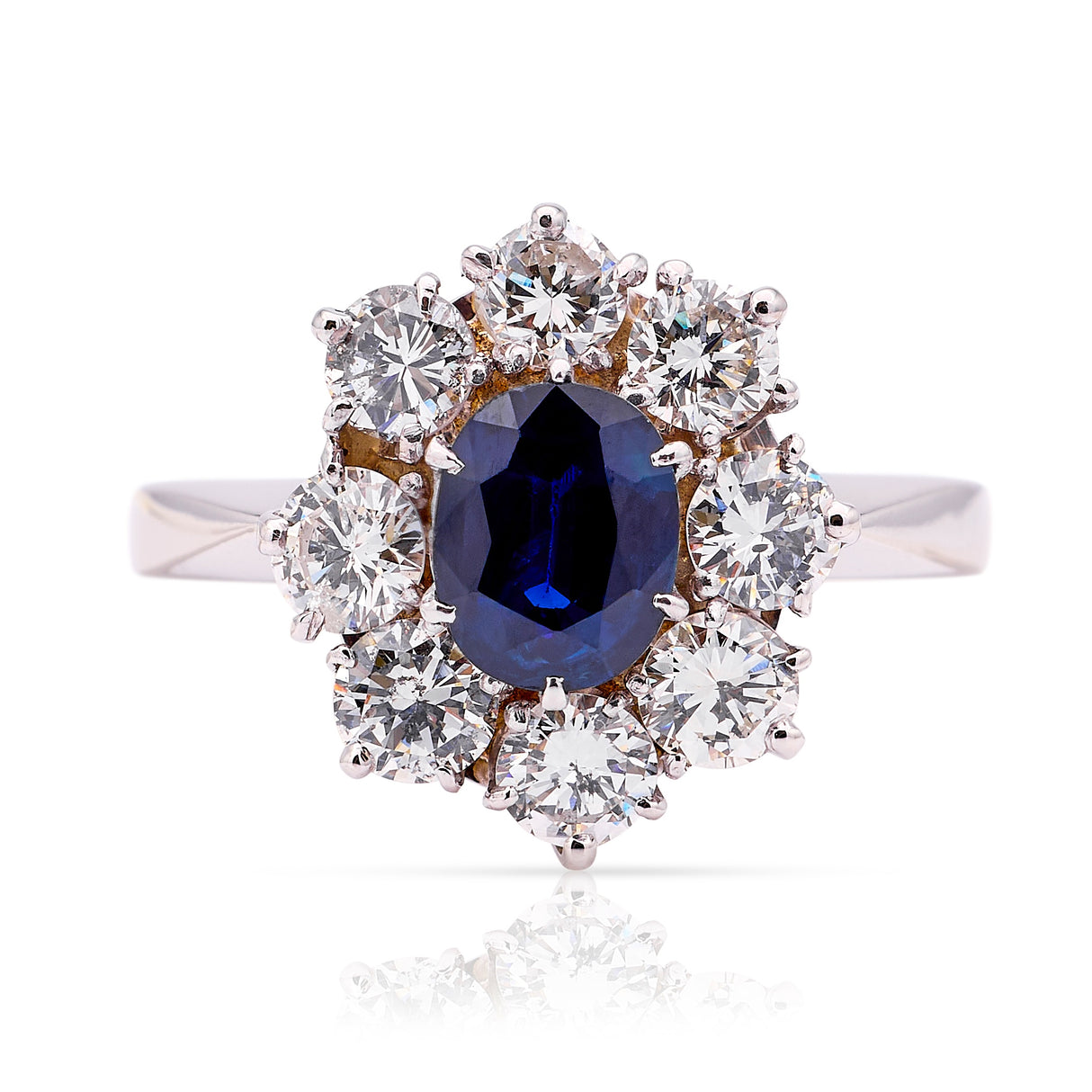 Vintage, 1950s sapphire & diamond cluster ring