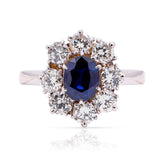Vintage, 1950s sapphire & diamond cluster ring