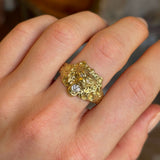 Vintage 1950s old-cut diamond lion’s head ring with diamond-set eyes