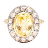 Vintage, 1940s yellow sapphire & diamond cluster ring