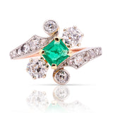 Antique, Belle Époque emerald & diamond ring