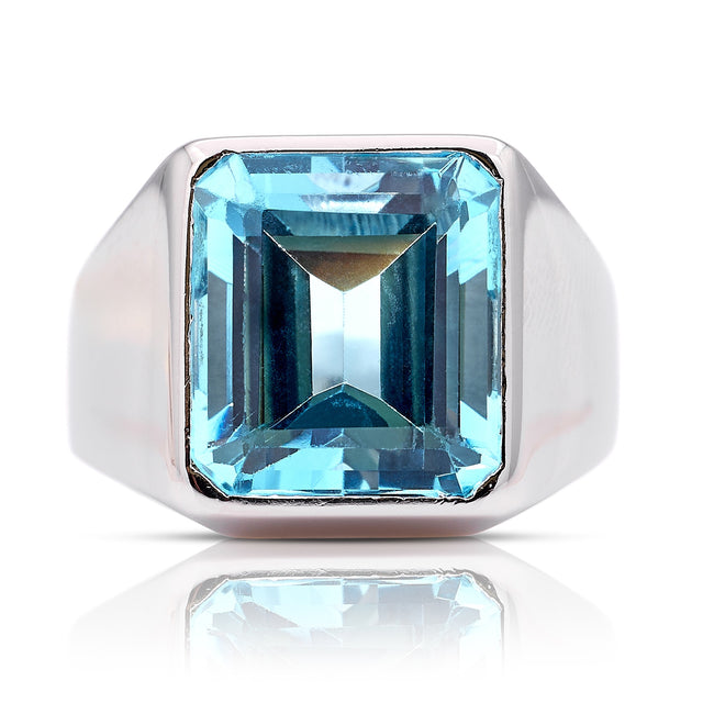 Vintage, 1980s French aquamarine-set signet ring