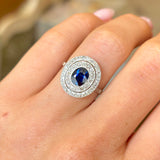 Vintage, 1930s sapphire & diamond target cluster ring