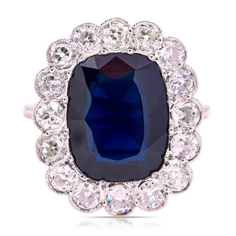 Antique, Belle Époque sapphire & diamond cluster ring