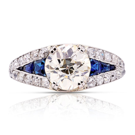 Vintage, Art Deco diamond & sapphire ring