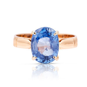 Vintage, 1980s cornflower-blue sapphire engagement ring