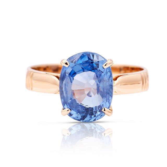  Vintage, 1980s cornflower-blue sapphire engagement ring