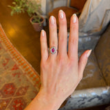 Antique, French, oval-cut ruby & diamond cluster ring