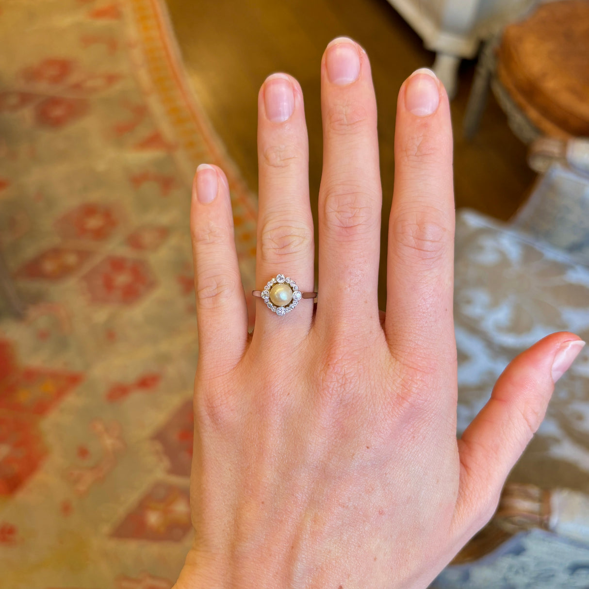 Antique, Edwardian pearl & diamond cluster ring