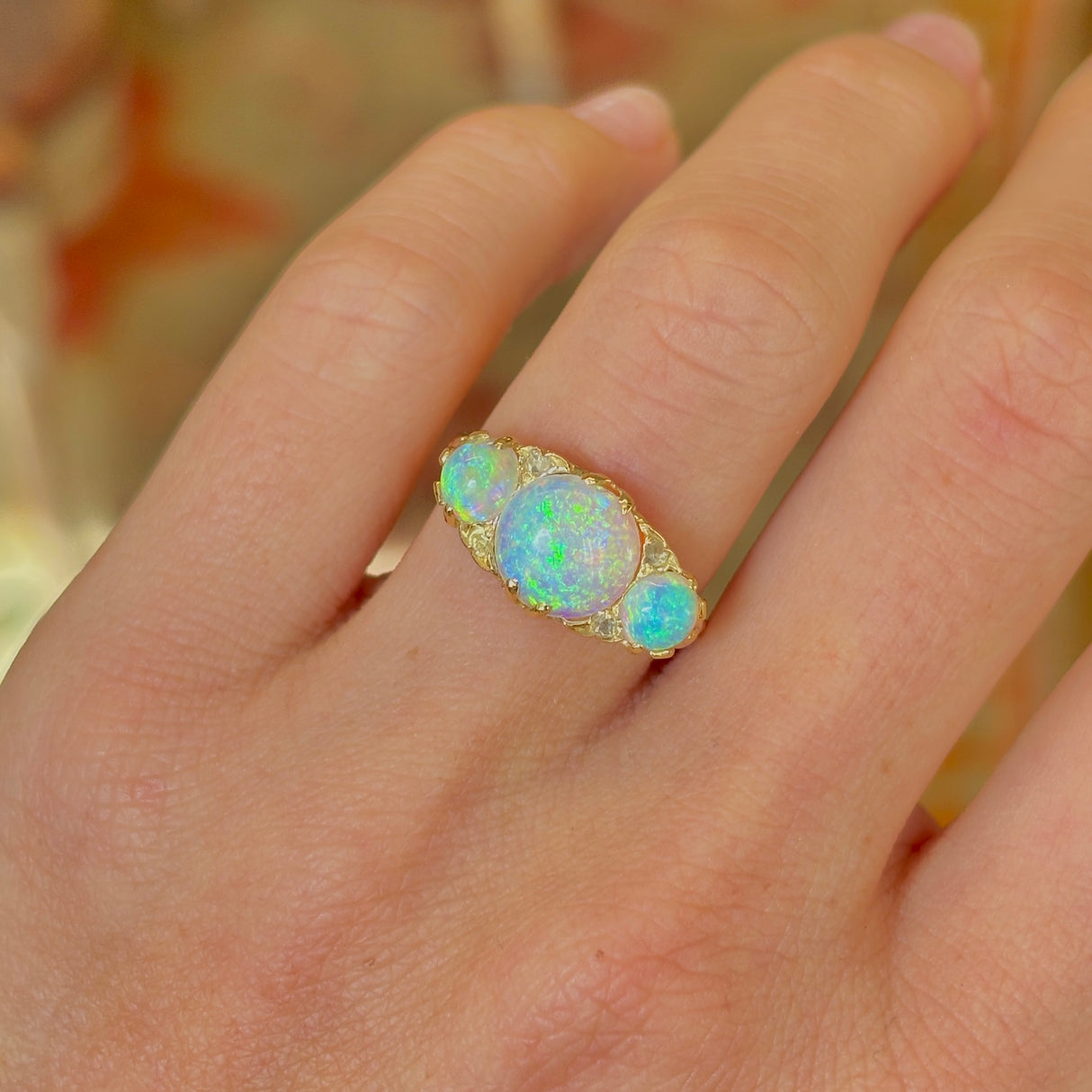 Antique, Victorian opal three-stone ring