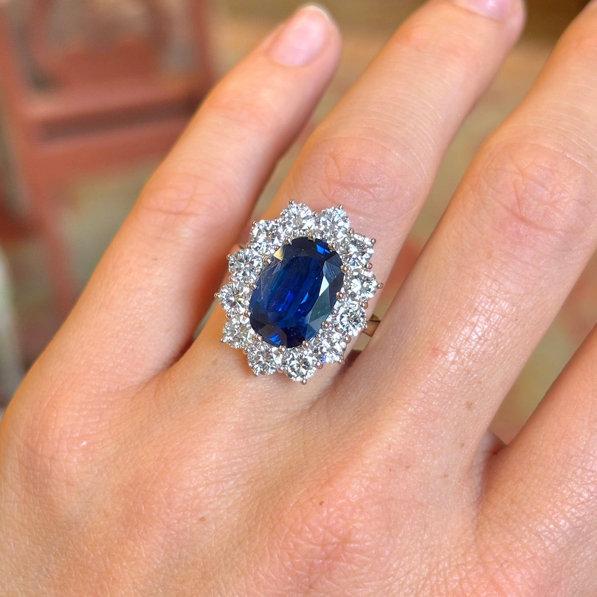 Vintage, 1950s sapphire & diamond cluster ring