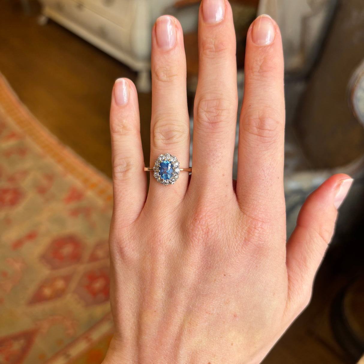 Antique, Edwardian sapphire & diamond cluster ring
