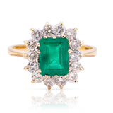 Vintage, 1970s emerald & diamond cluster ring