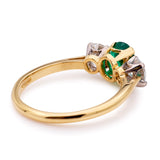 Vintage, 1970s emerald & diamond three-stone engagement ring